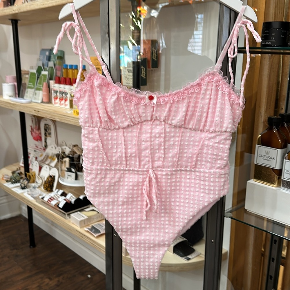 For Love and Lemons one piece swimsuit Haiden Gingham - Picture 2 of 4